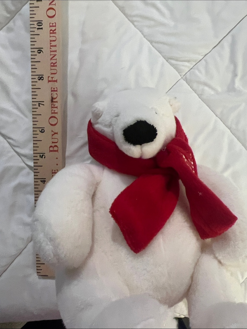 Coca Cola White Plush Polar Bear with Red Scarf